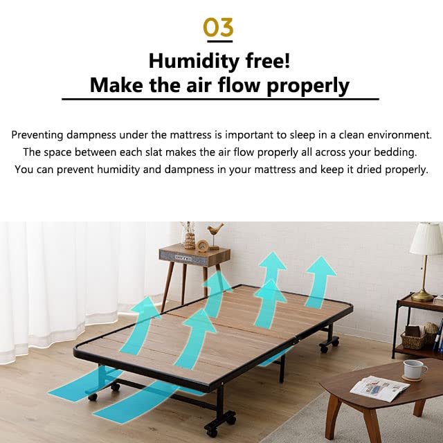 Amazon.com: EMOOR Wood Slatted Folding Rollaway Platform Bed
